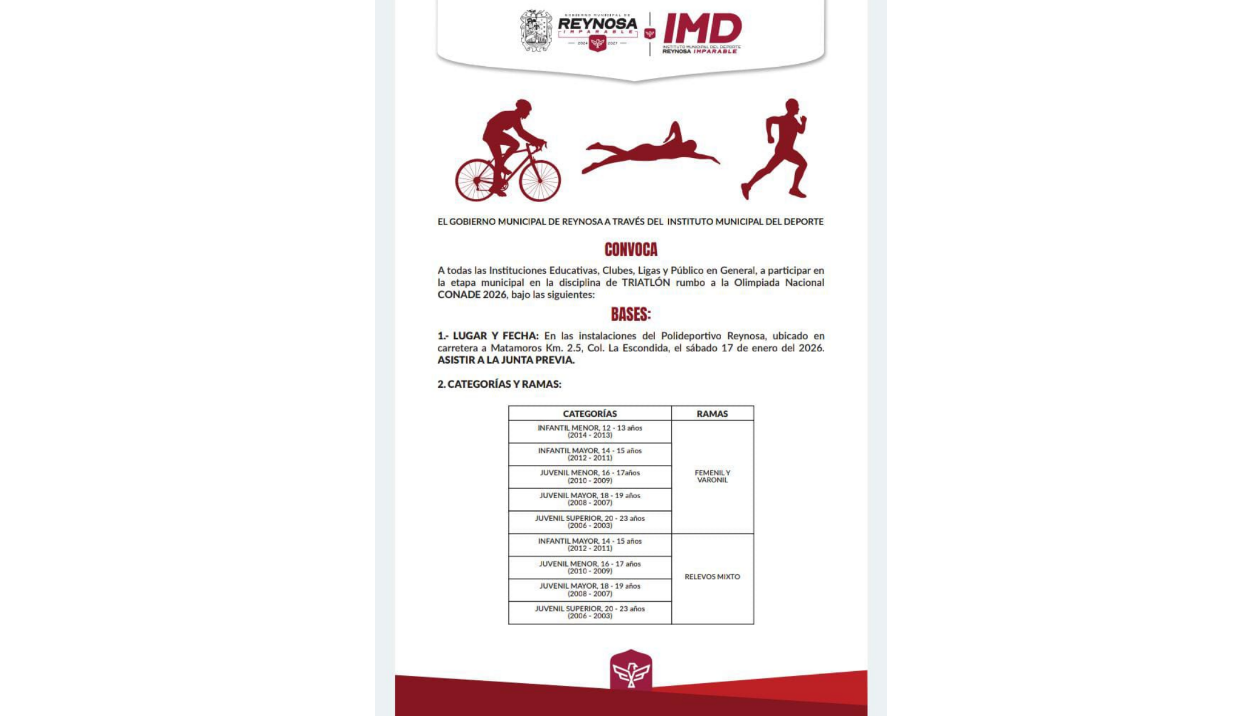 Convocatorias abiertas para la Olimpiada Municipal