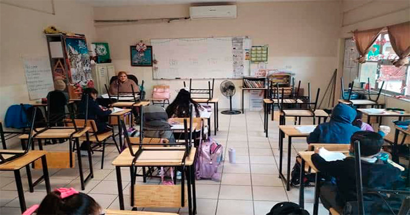 Ausentismo del 85% en escuelas de Tamaulipas por frío