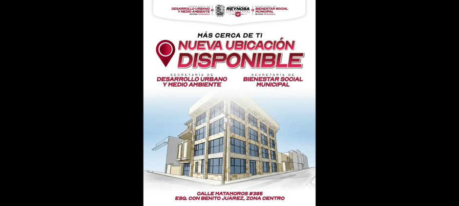 Invita Secretaría de Desarrollo Urbano y Medio Ambiente de Reynosa a nueva ubicación