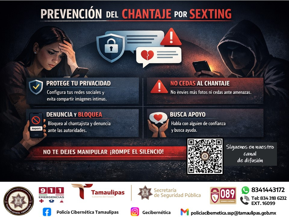 SSPT emite recomendaciones para prevenir chantaje por sexting