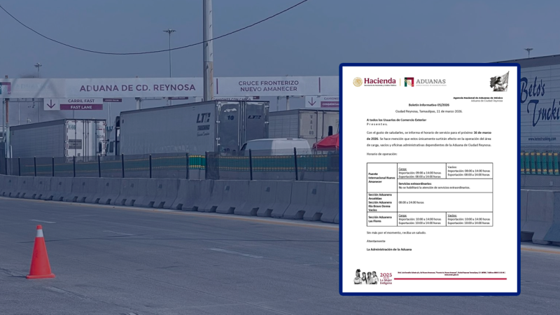 Cruces de carga operarán con horario reducido por asueto