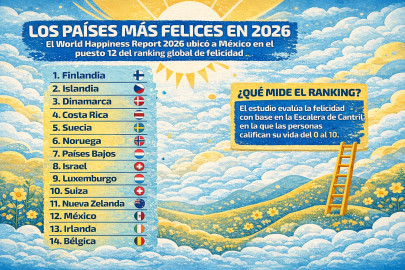 México pierde dos lugaes en ranking de felicidad mundial, pero se mantiene entre los primeros 15