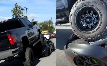 Insólito choque en Miami: Camioneta pasa por encima de Lamborghini