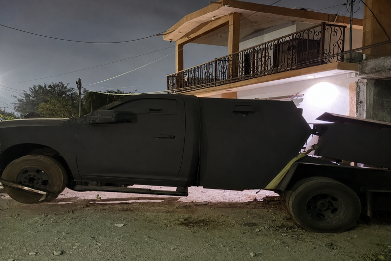 Catean inmueble en Reynosa y aseguran vehículo con blindaje artesanal