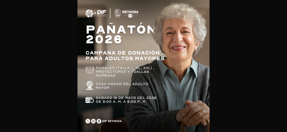 Invita DIF-Reynosa a participar en el Pañatón 2026 en apoyo a adultos mayores