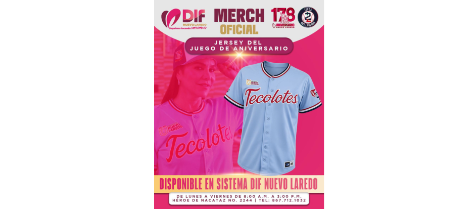 DIF Nuevo Laredo invita a adquirir jersey conmemorativo del 178 aniversario de la ciudad