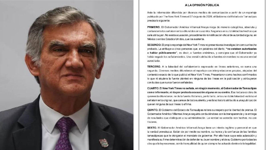 Gobierno desmiente señalamientos del NYT contra Américo Villarreal