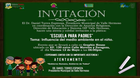 Invitan a la plática “Escuela para padres”