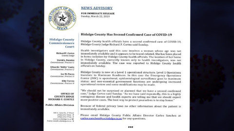 Confirman segundo caso de coronavirus en McAllen