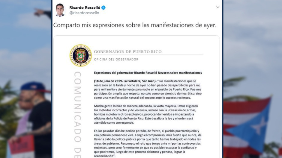 Es posible restaurar la confianza y lograr la reconciliación: Ricardo Rosselló