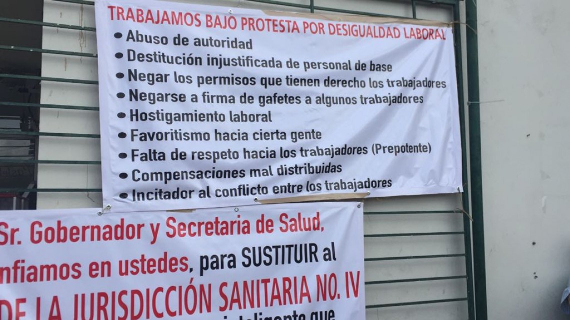 Sindicalizados piden destitución del Jefe de IV Jurisdicción Sanitaria