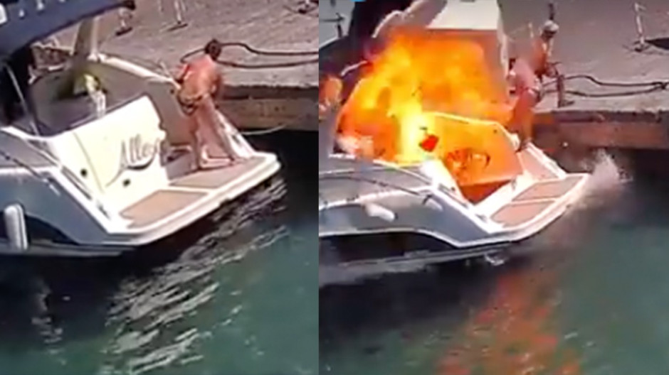 Explosión de lancha lanza al aire a una mujer en Italia