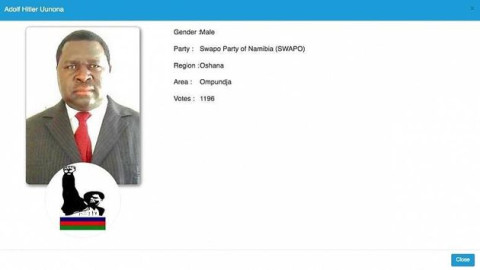 Político de nombre Adolf Hitler gana elecciones en Namibia