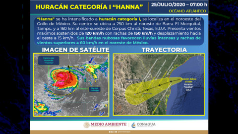 Hanna se intensifica a huracán categoría 1 