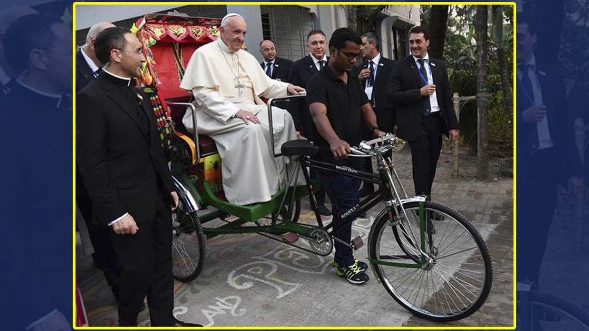 Papa viaja en un triciclo de Bangladesh