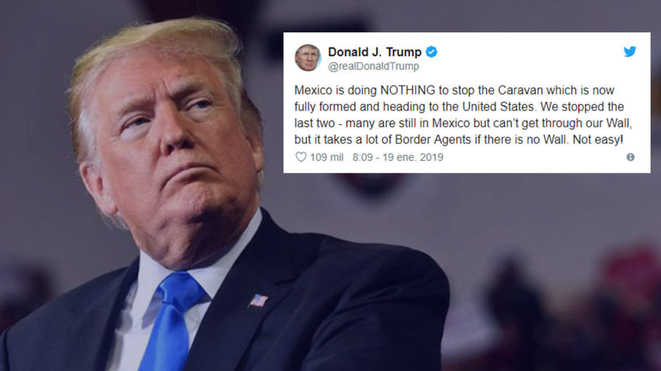 Acusa Trump a México de "no hacer nada" para detener caravana de migrantes