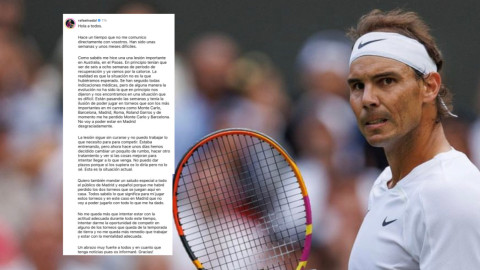 Rafael Nadal no jugará en el Abierto de Madrid