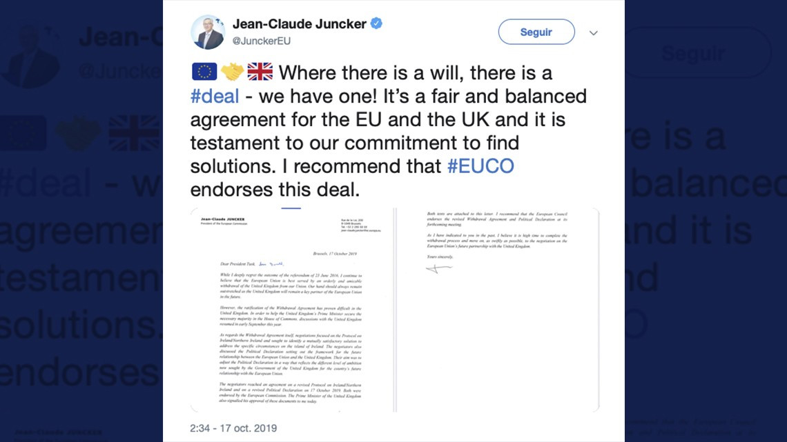 La Unión Europea y Reino Unido llegan a un acuerdo sobre el Brexit