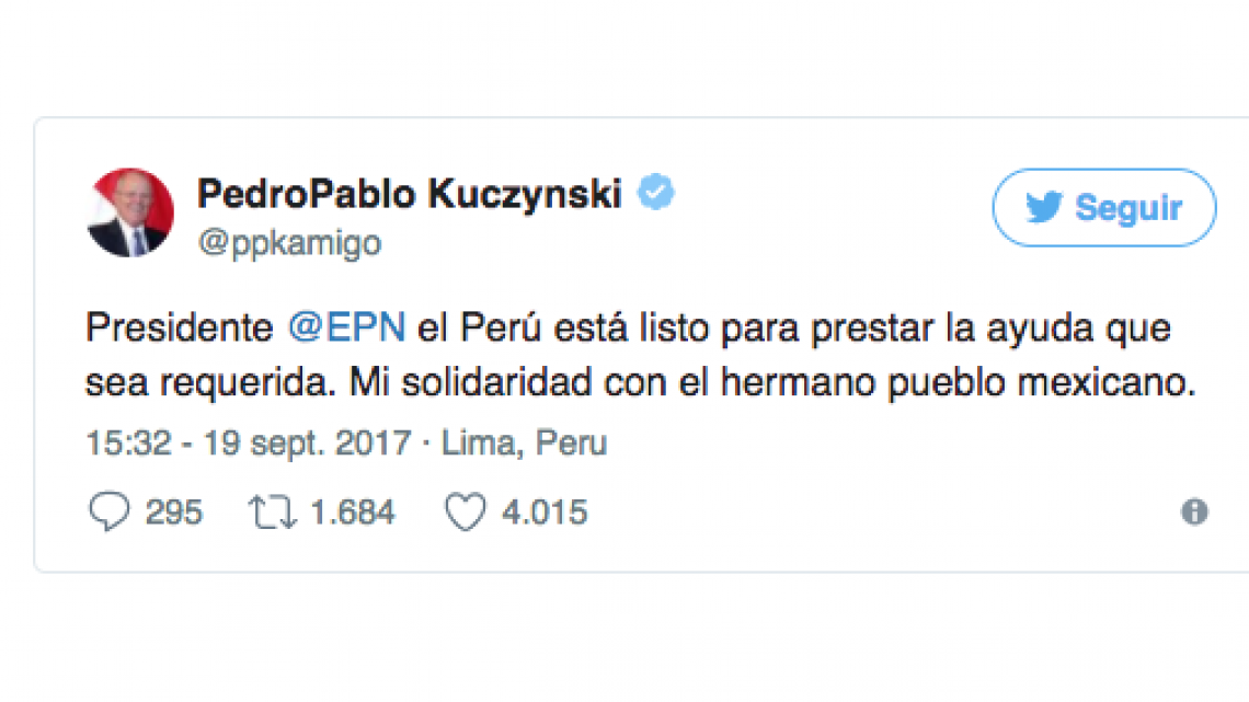 Presidentes de diferentes países se solidarizan con México 