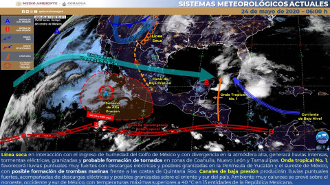 Lluvias puntuales intensas y probable formación de tornados en Coahuila, Nuevo León y Tamaulipas