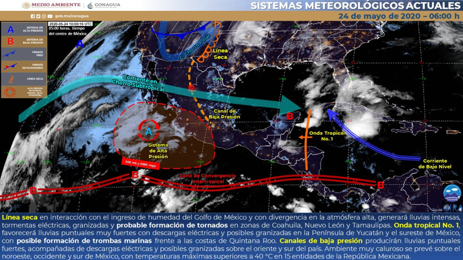 Lluvias puntuales intensas y probable formación de tornados en Coahuila, Nuevo León y Tamaulipas