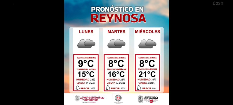 Se espera otro descenso en la temperatura para Reynosa