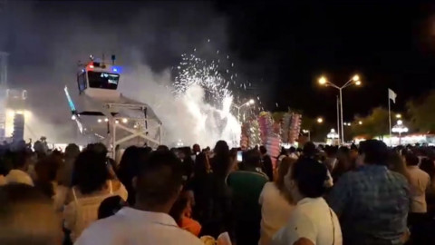 Pirotecnia falla en Expomex y quema a algunos asistentes