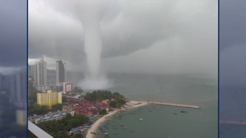 Tromba marina deja afectaciones en Malasia 