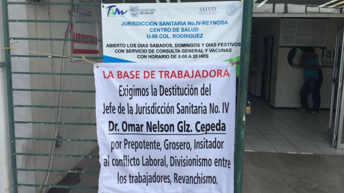 Sindicalizados piden destitución del Jefe de IV Jurisdicción Sanitaria