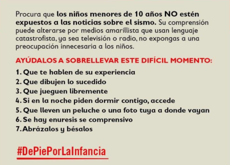 Pide asociación Save the Children no exponer a niños a noticias del sismo 