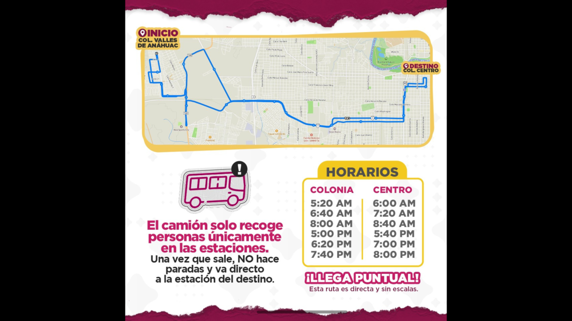 Inician rutas de transporte express de Valles de San Miguel y Valles de Anahuac