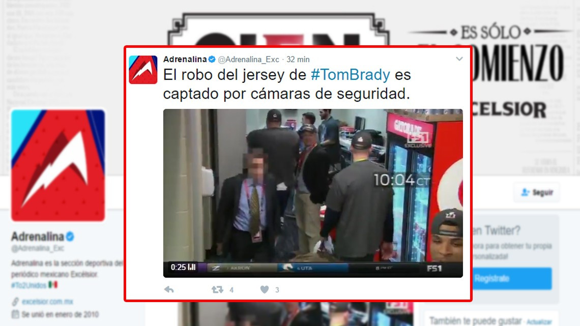 Revelan nombre del periodista mexicano que robó el jersey de Tom Brady