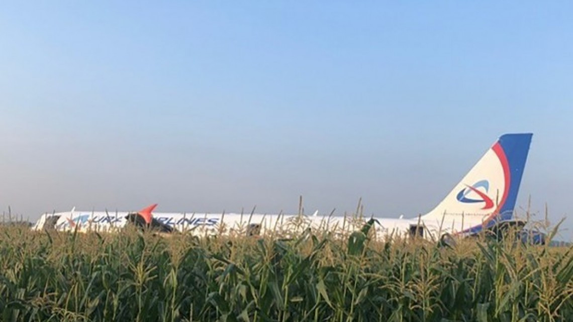 Avión ruso aterriza de emergencia en un campo de maíz