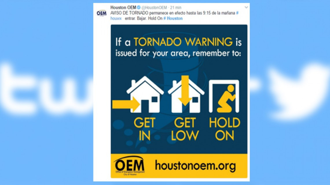 Emiten alerta de tornado para Houston