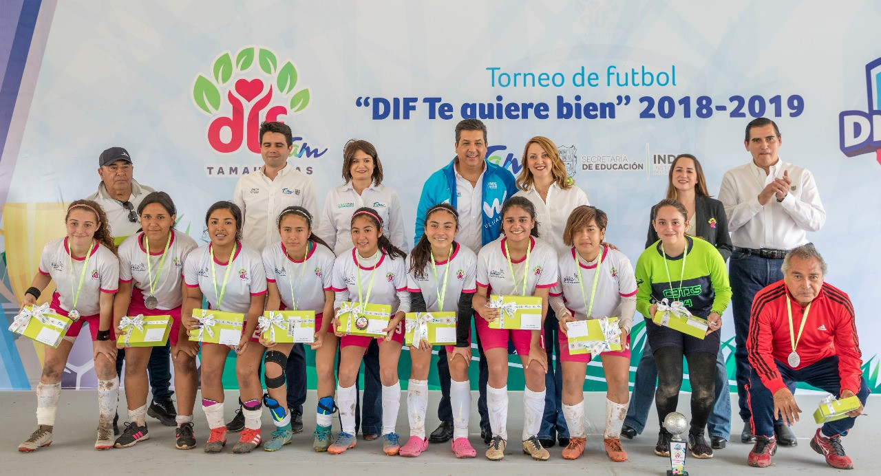 Gobernador del Estado y Presidenta del DIF Tamaulipas Premian a ganadores del Torneo de Futbol “DIF Te Quiere Bien”