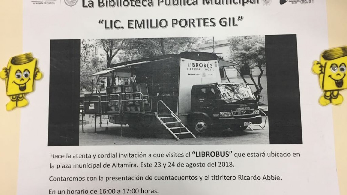El librobus estará en Altamira, para promover la lectura.