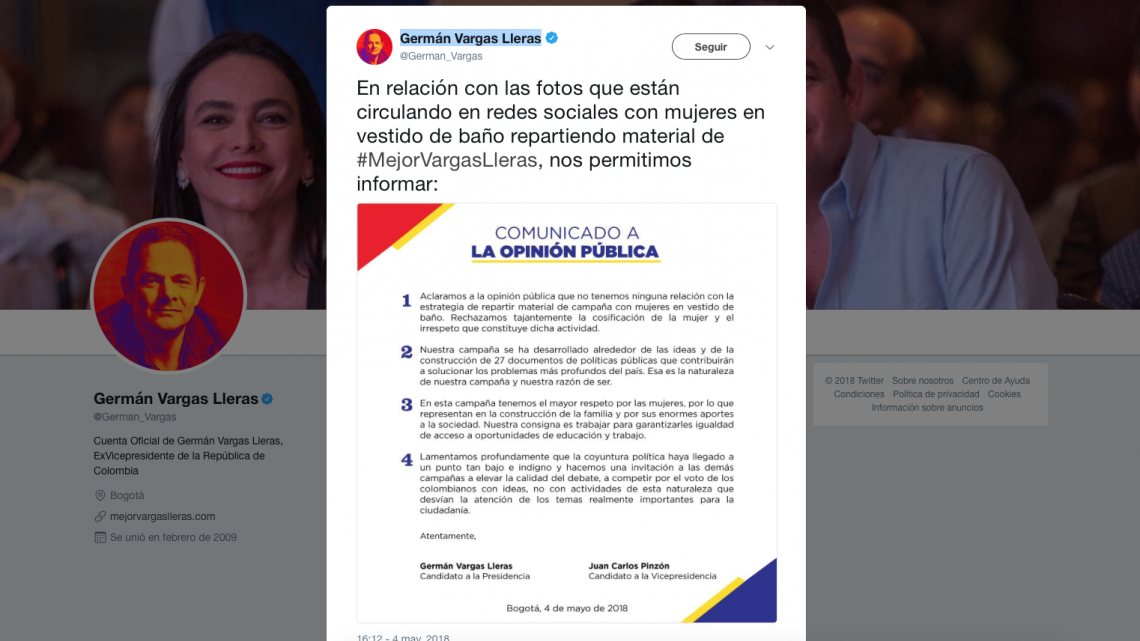 Mujeres en bikini reparten propaganda electoral en Colombia