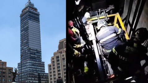 Así rescataron a 12 personas que quedaron atrapadas en elevador de la Torre Latinoamericana