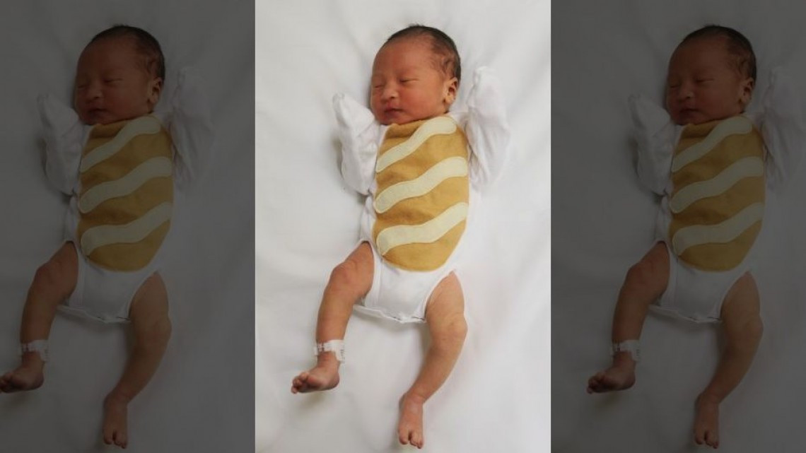 Recién nacidos son vestidos como comida de Acción de Gracias