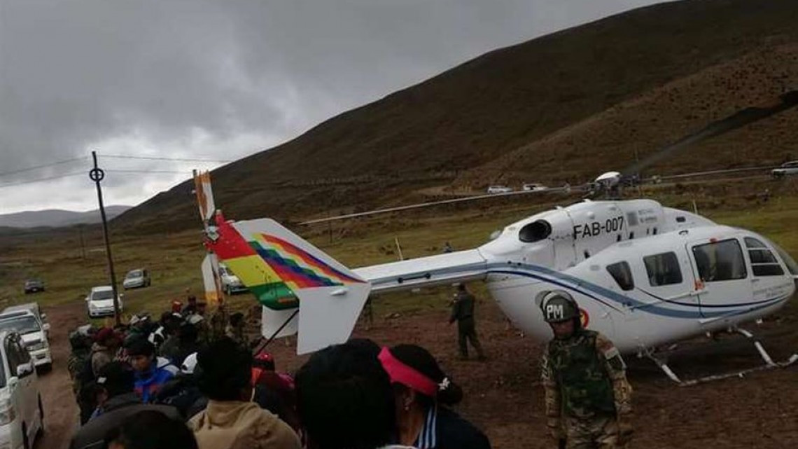 Helicóptero del presidente Evo Morales aterriza de emergencia por falla mecánica 