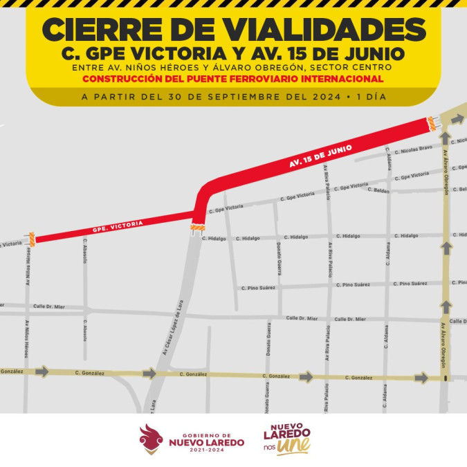 Cierran vialidades por trabajos en el segundo puente de ferrocarril