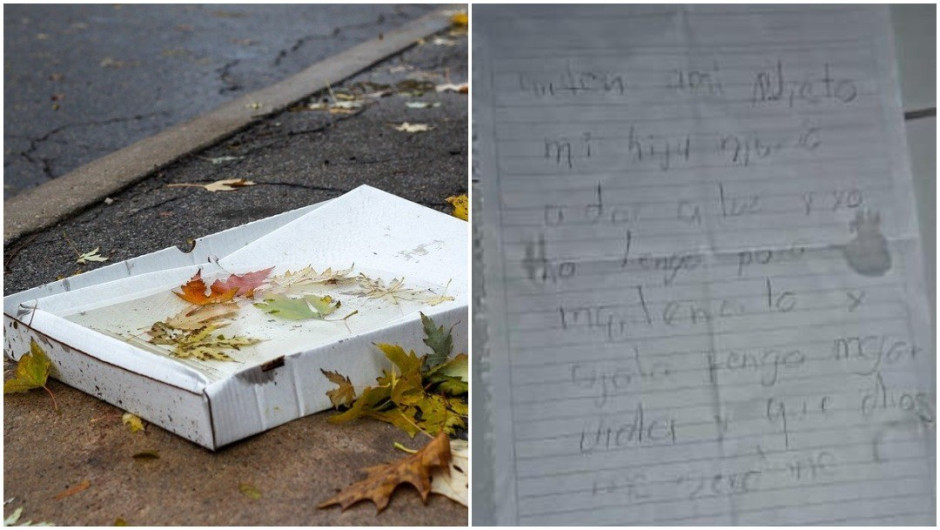 Abuelito abandona a bebé en una caja de pizza