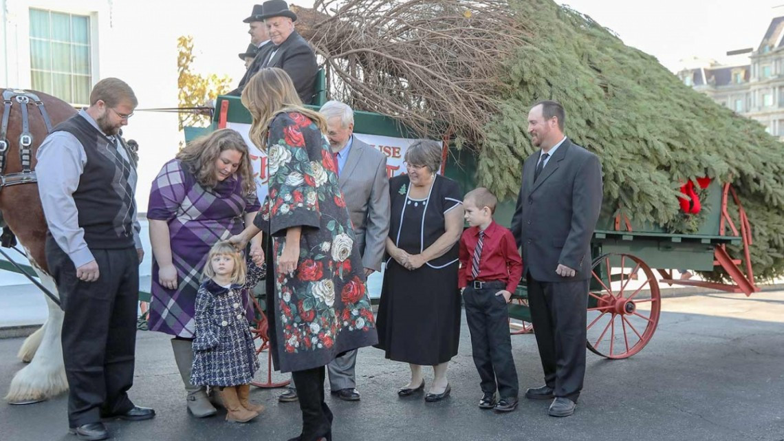 Reciben en la Casa Blanca el tradicional árbol navideño