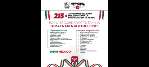Colabora con la seguridad al celebrar la Independencia de México en Reynosa