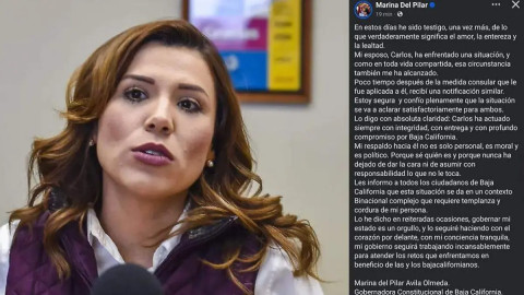 E.U. retira visa a gobernadora de Baja California y su esposo