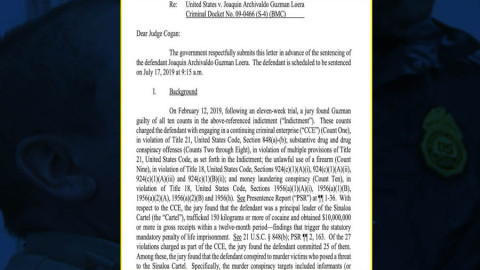 Fiscales de EU piden cadena perpetua contra Joaquín ‘El Chapo’ Guzmán