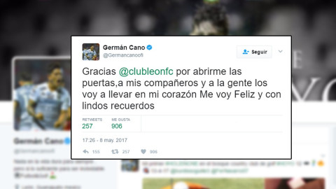 Germán Cano dice adiós al León a través de Twitter