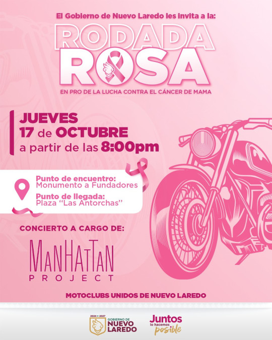 Invita alcaldesa Carmen Lilia Canturosas a 'Rodada Rosa'