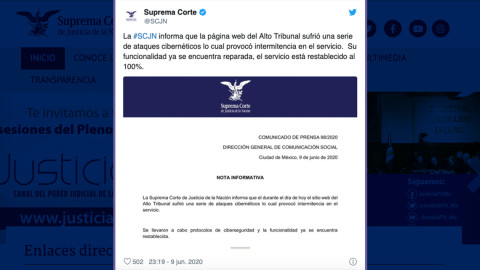 Sufre portal de la SCJN ataque cibernético