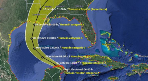 Huracán Delta toca tierra en la península de Yucatán como categoría 2